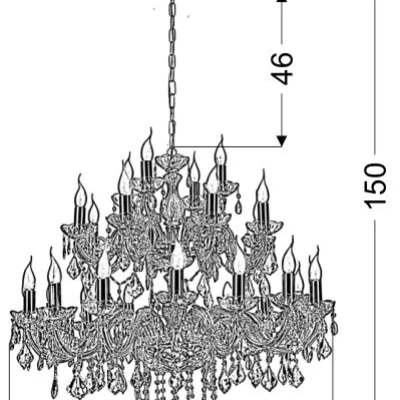 Závěsný lustr na řetězu MARIA TERESA - 28xE14, 40W, zlatý