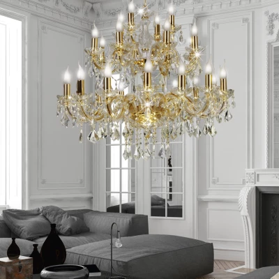 Závěsný lustr na řetězu MARIA TERESA - 28xE14, 40W, zlatý