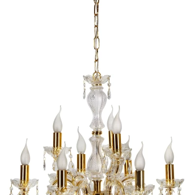 Závěsný klasický lustr na řetězu MARIA TERESA - 9xE14, 40W, zlatý