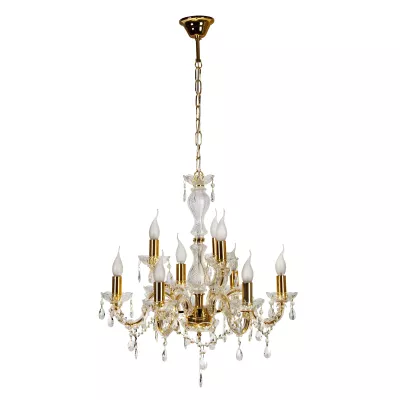Závěsný klasický lustr na řetězu MARIA TERESA - 9xE14, 40W, zlatý