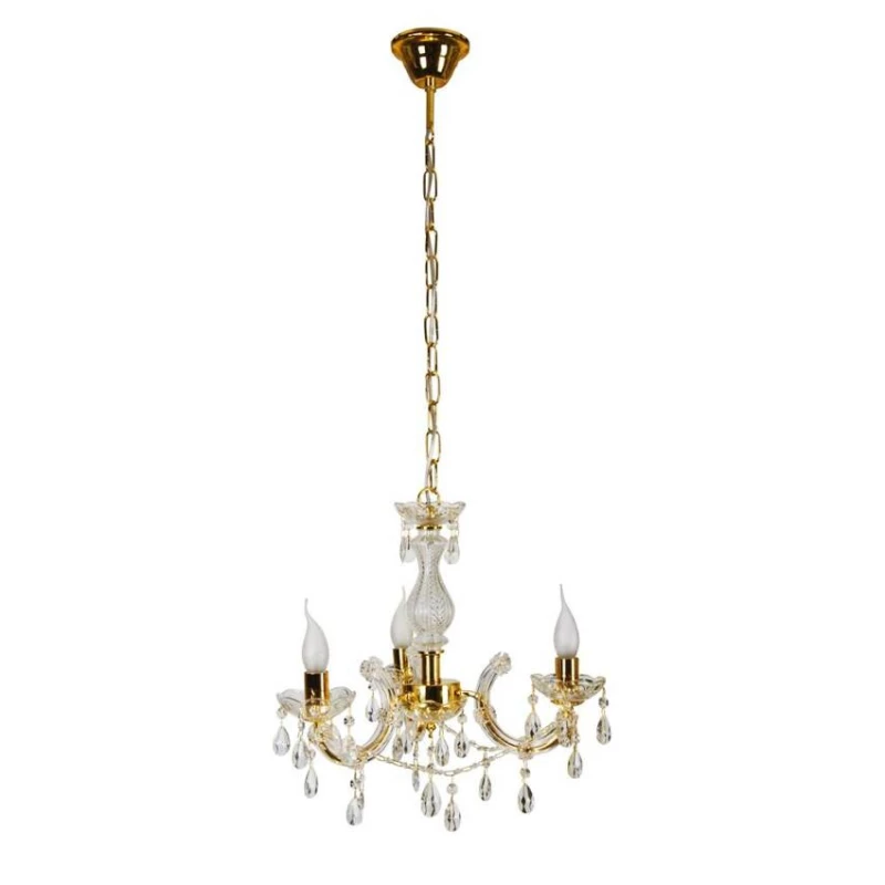 Závěsný tříramenný  lustr na řetězu MARIA TERESA - 3xE14, 40W, zlatý