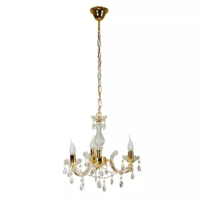 Závěsný tříramenný  lustr na řetězu MARIA TERESA - 3xE14, 40W, zlatý