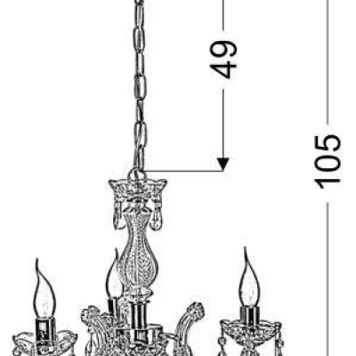 Závěsný tříramenný  lustr na řetězu MARIA TERESA - 3xE14, 40W, zlatý