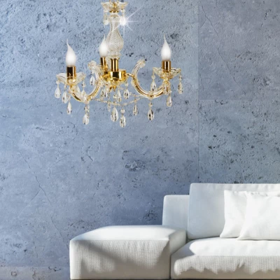 Závěsný tříramenný  lustr na řetězu MARIA TERESA - 3xE14, 40W, zlatý