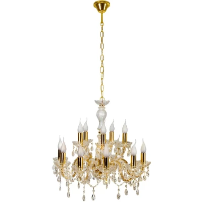 Závěsný honosný lustr na řetězu MARIA TERESA - 12xE14, 40W, zlatý