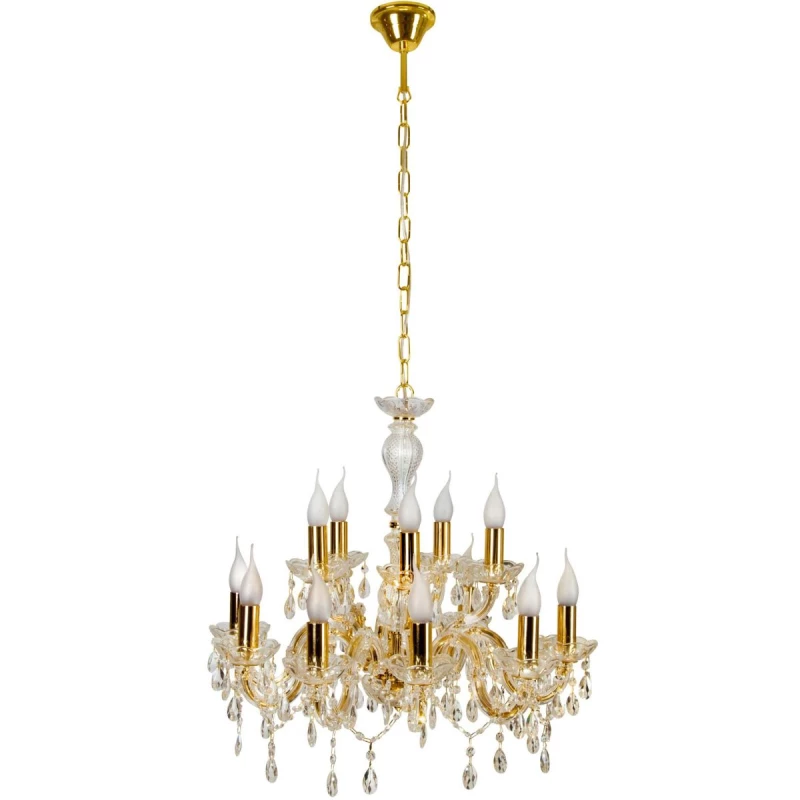Závěsný honosný lustr na řetězu MARIA TERESA - 12xE14, 40W, zlatý