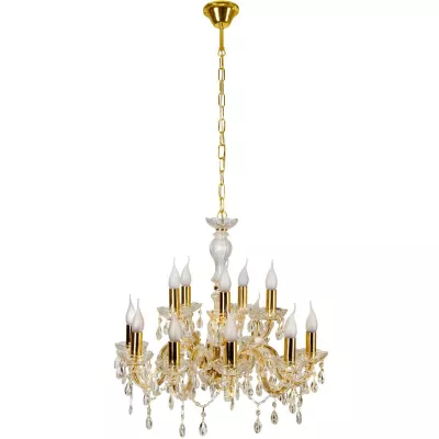 Závěsný honosný lustr na řetězu MARIA TERESA - 12xE14, 40W, zlatý