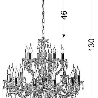 Závěsný lustr na řetězu MARIA TERESA - 18xE14, 40W, zlatý