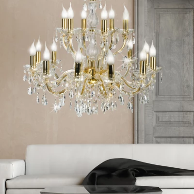 Závěsný lustr na řetězu MARIA TERESA - 18xE14, 40W, zlatý