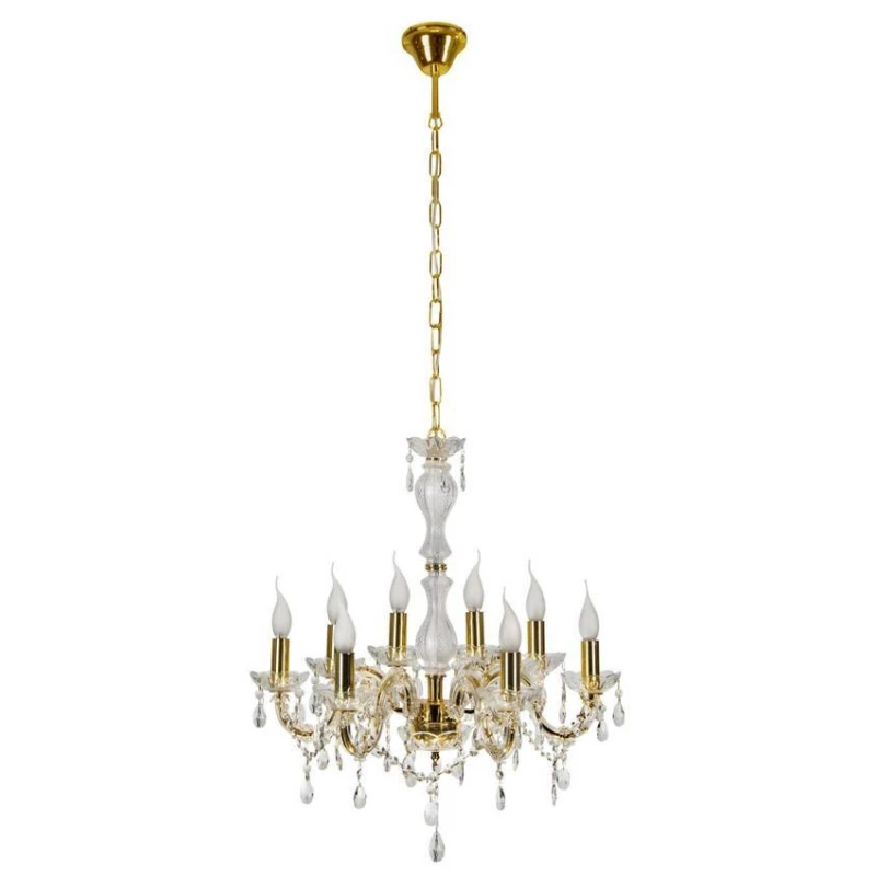 Závěsný lustr na řetězu MARIA TERESA - 8xE14, 40W, zlatý