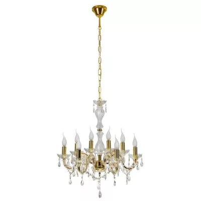 Závěsný lustr na řetězu MARIA TERESA - 8xE14, 40W, zlatý