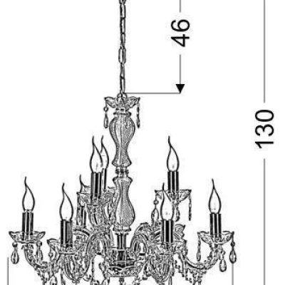 Závěsný lustr na řetězu MARIA TERESA - 8xE14, 40W, zlatý