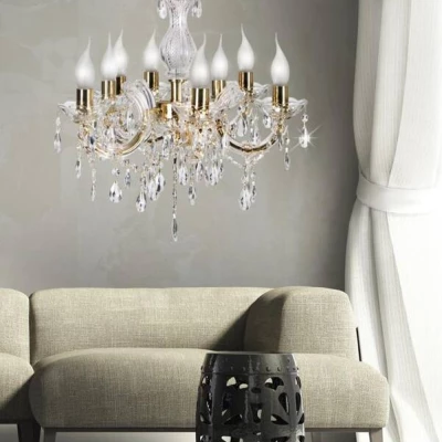 Závěsný lustr na řetězu MARIA TERESA - 8xE14, 40W, zlatý