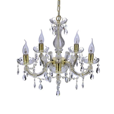 Závěsný pětiramenný  lustr na řetězu MARIA TERESA - 5xE14, 40W, zlatý