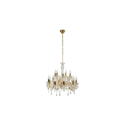Závěsný honosný lustr na řetězu MARIA TERESA - 15xE14, 40W, zlatý