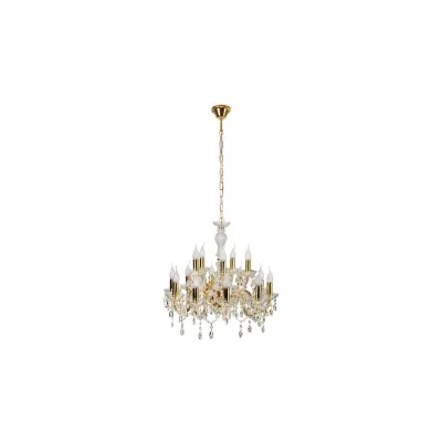 Závěsný honosný lustr na řetězu MARIA TERESA - 15xE14, 40W, zlatý