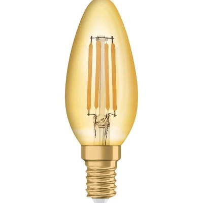 Vintage LED filamentová žárovka - E14, svíčka, 4W, 2400K (teplá bílá)