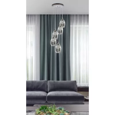Závěsné moderní osvětlení MARINA - 5xE27, 60W, chromované