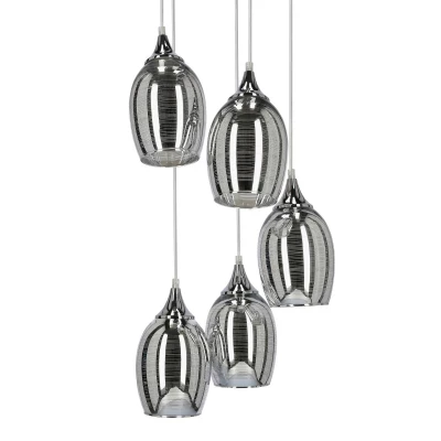 Závěsné moderní osvětlení MARINA - 5xE27, 60W, chromované