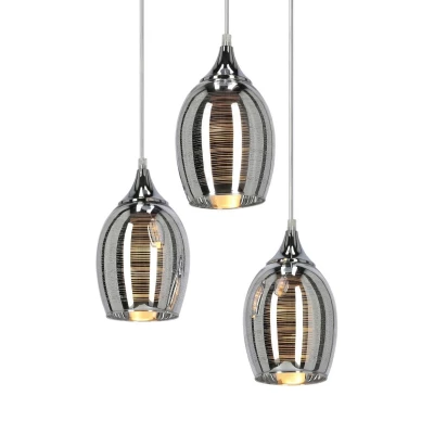 Závěsné moderní osvětlení MARINA - 3xE27, 60W, chromované