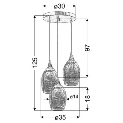 Závěsné moderní osvětlení MARINA - 3xE27, 60W, zlaté