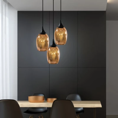Závěsné moderní osvětlení MARINA - 3xE27, 60W, měděné