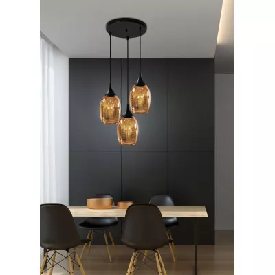 Závěsné moderní osvětlení MARINA - 3xE27, 60W, měděné