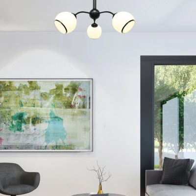 Moderní závěsné tříramenné svítidlo MARINEN - 3xE27, 40W, černé / bílé