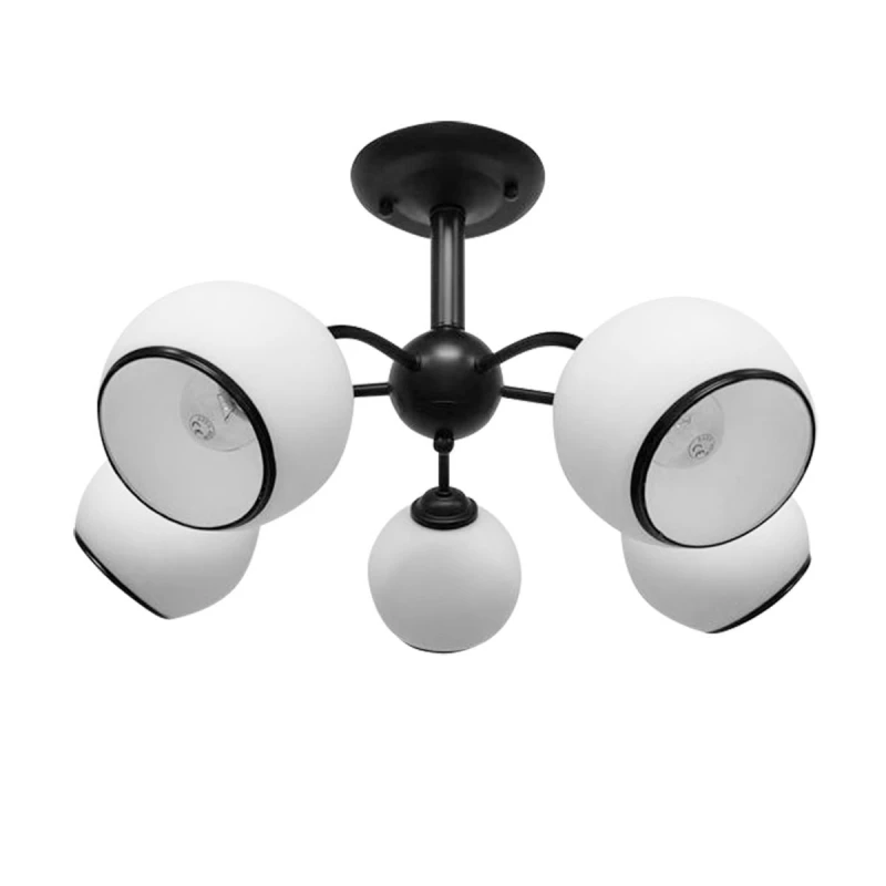 Moderní závěsné pětiramenné svítidlo MARINEN - 5xE27, 40W, černé / bílé