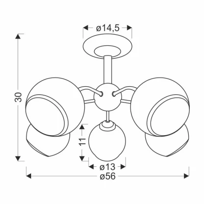 Moderní závěsné pětiramenné svítidlo MARINEN - 5xE27, 40W, černé / bílé