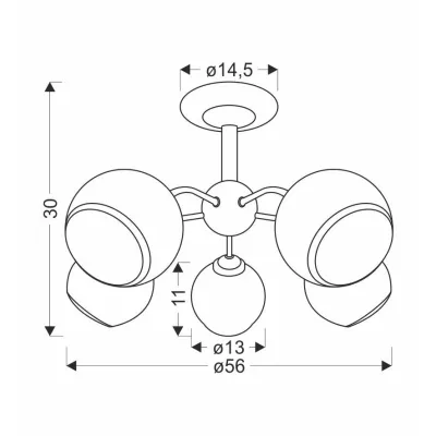 Moderní závěsné pětiramenné svítidlo MARINEN - 5xE27, 40W, černé / bílé