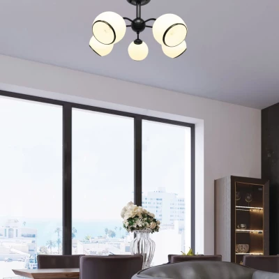 Moderní závěsné pětiramenné svítidlo MARINEN - 5xE27, 40W, černé / bílé