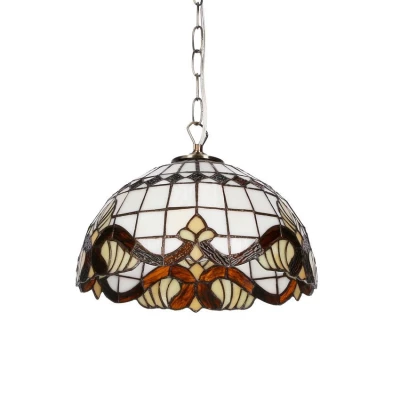 Vitrážový závěsný lustr MARSALA - 1xE27, 60W, 30cm, kulatý, černý / různobarevný