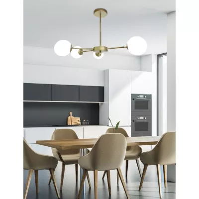 Závěsné moderní svítidlo MATI - 4xG9, 20W, mosazné / bílé