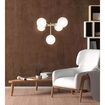 Závěsné moderní osvětlení MATI - 5xG9, 28W, mosazné / bílé