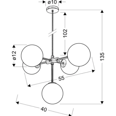 Závěsné moderní osvětlení MATI - 5xG9, 28W, mosazné / bílé