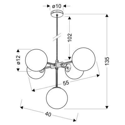 Závěsné moderní osvětlení MATI - 5xG9, 28W, mosazné / bílé