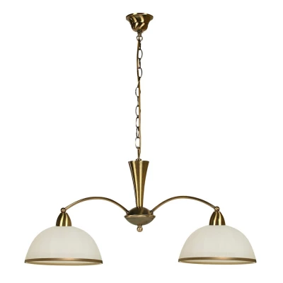 Rustikální závěsné svítidlo MAURA - 2xE27, 60W, patina / zlaté / bílé