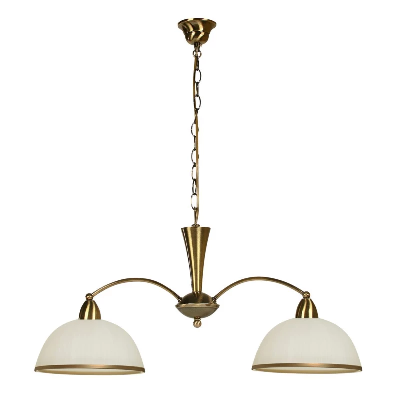 Rustikální závěsné svítidlo MAURA - 2xE27, 60W, patina / zlaté / bílé