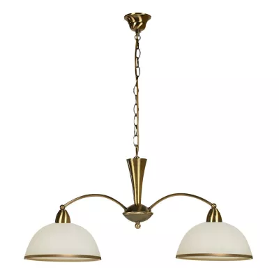 Rustikální závěsné svítidlo MAURA - 2xE27, 60W, patina / zlaté / bílé