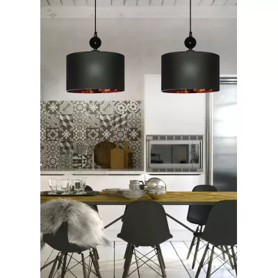 Moderní závěsné osvětlení MELBA, 1xE27, 60W, černé / měděné