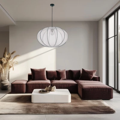 Závěsné designové osvětlení MELLOW - 1xE27, 40W, 60cm, černé / bílé