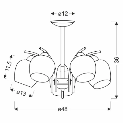 Závěsné pětiramenné osvětlení MERRA - 5xE27, 40W, černé / jantarové
