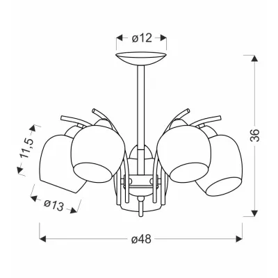 Závěsné pětiramenné osvětlení MERRA - 5xE27, 40W, černé / jantarové