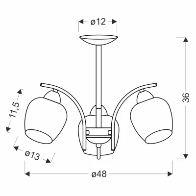 Závěsné tříramenné osvětlení MERRA - 3xE27, 40W, černé / jantarové