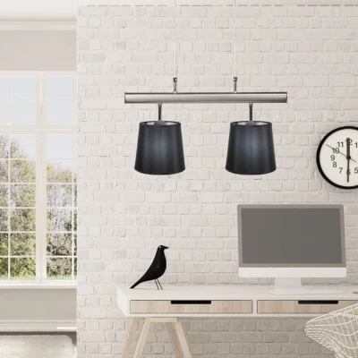 Závěsné osvětlení nad jídelní stůl MILONGA - 2xE27, 60W, stříbrné / černé