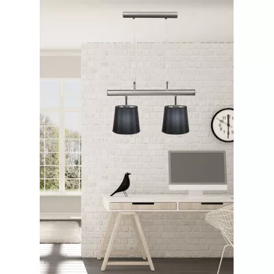 Závěsné osvětlení nad jídelní stůl MILONGA - 2xE27, 60W, stříbrné / černé