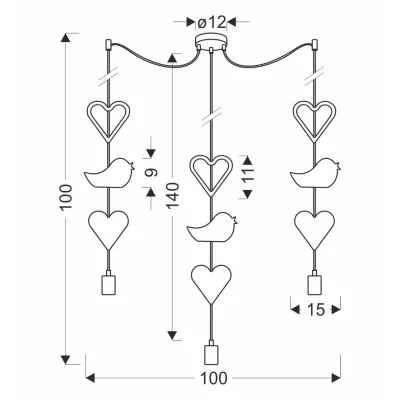Dětské závěsné svítidlo MIRIDAM 3 - 3xE27, 20W, růžové / bílé