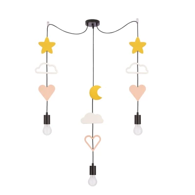 Dětské závěsné svítidlo MIRIDAM 1 - 3xE27, 20W, žluté / růžové / bílé