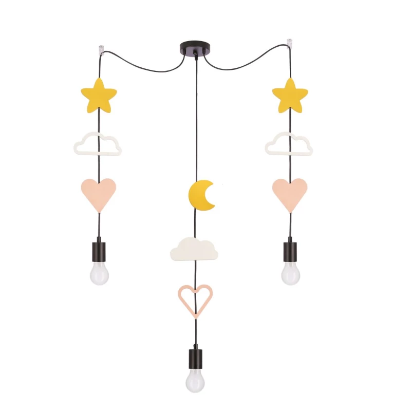 Dětské závěsné svítidlo MIRIDAM 1 - 3xE27, 20W, žluté / růžové / bílé